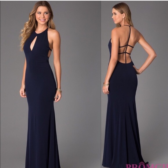 Jovani Dresses & Skirts - Jovani navy open back gown
